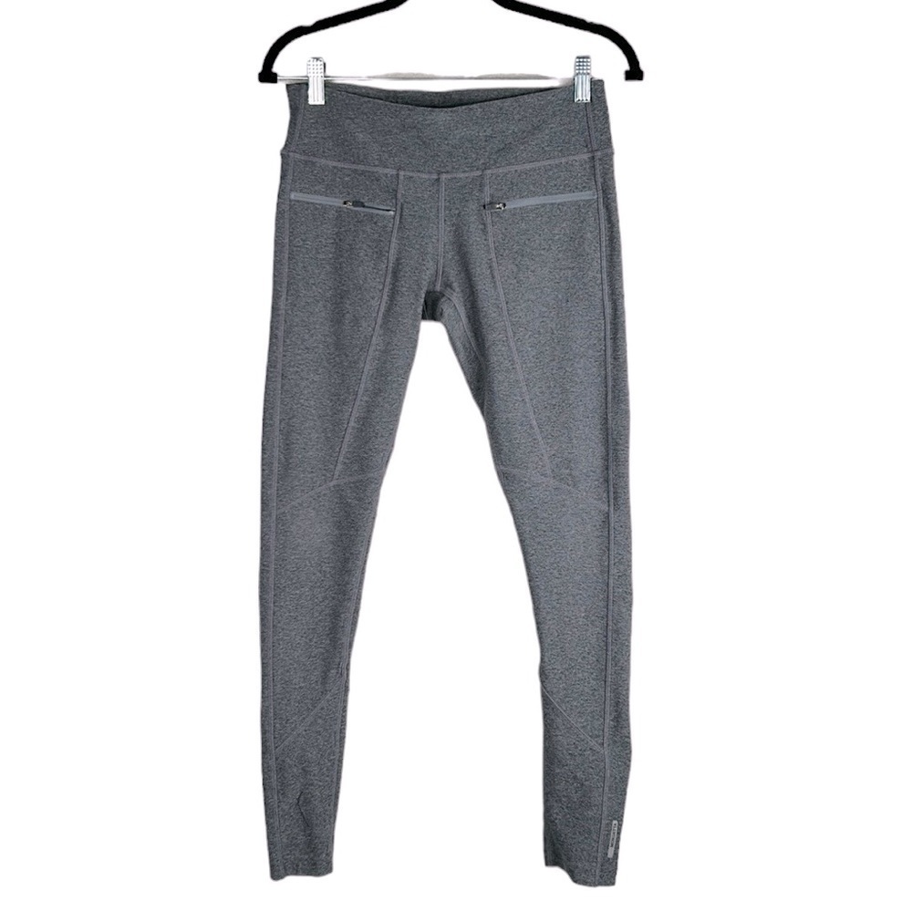 Mondetta Gray Space Dye Mid Rise Front Zipper Activewear Workout Leggings Size M